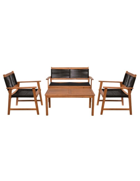 SPRING Living Set (4pcs) Acacia Natural, Rope Wicker Black