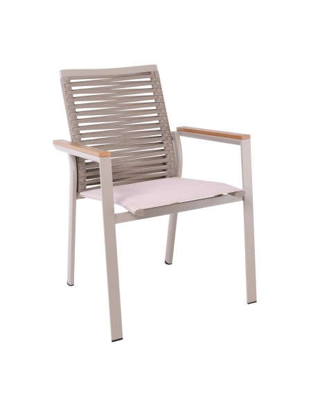 SIERRA Set (Table 210x97cm+6 Armchairs) Alu Beige, PSP Greige